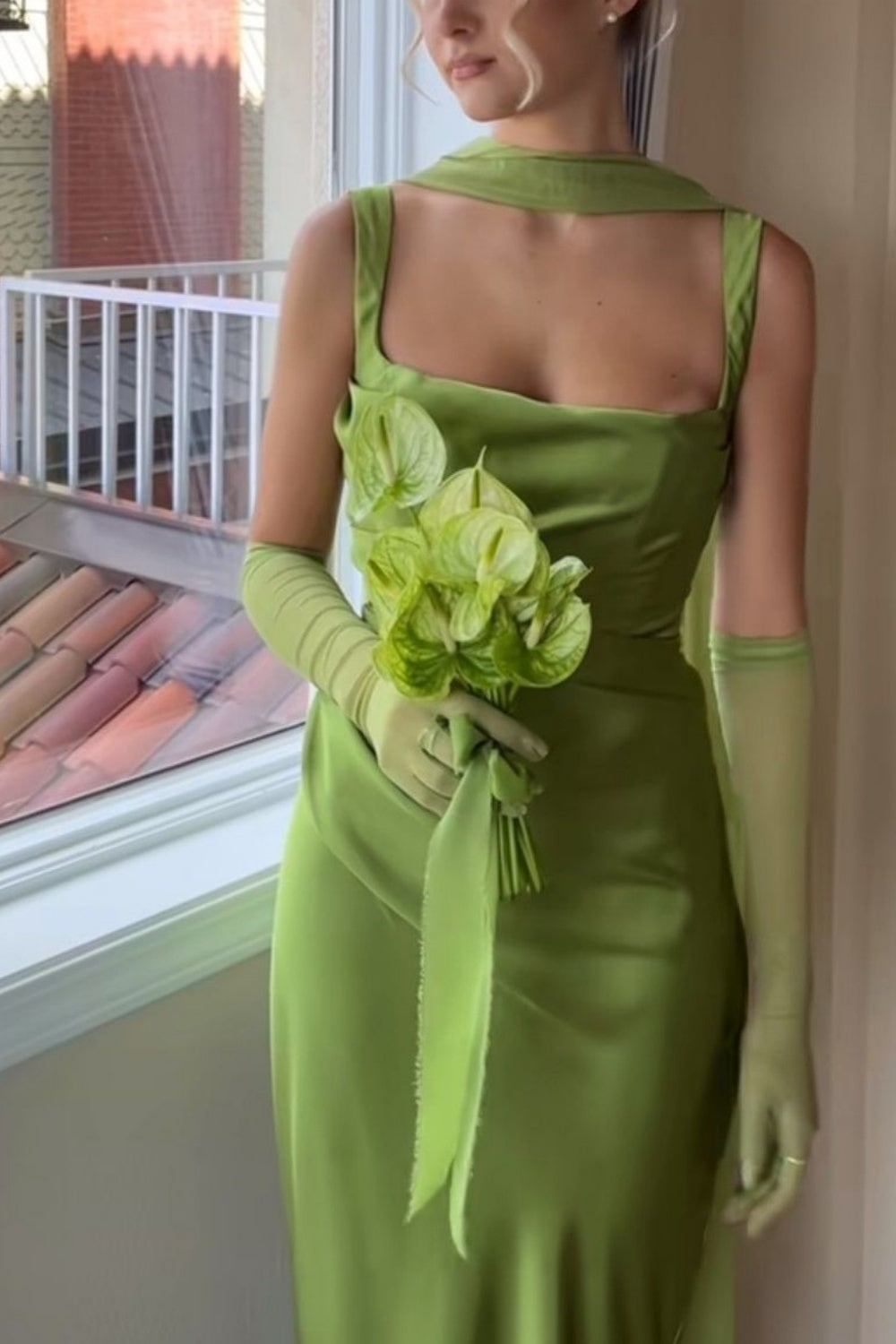 NiceVestidos--Green Simple And Elegant Back Tie Prom Dress Fashion Wedding Guest Dress NV5847
