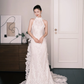 White Halter High Neck Lace Mermaid Wedding Dress  NV7229