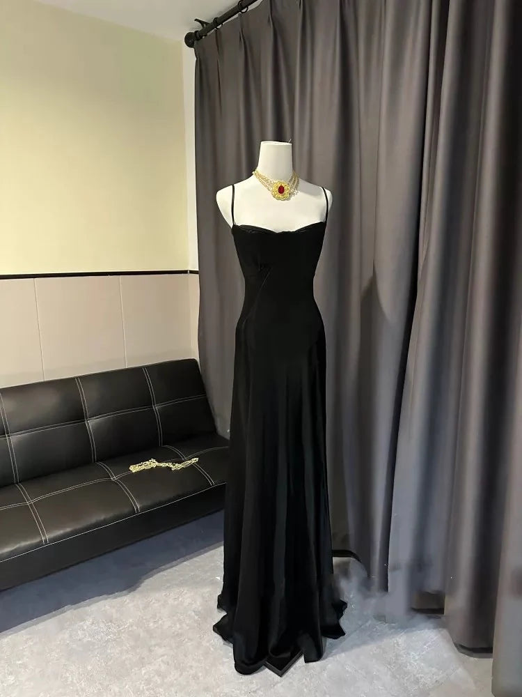 Simple Brown Spaghetti Straps A Line Prom Dress Party Dress nv1713