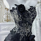 Robe de bal bustier de luxe avec traîne et perles - Robe de soirée de bal 3D rose foncé de style courtois NV6843
