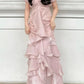 NiceVestidos--Pink lace chiffon long prom dress NV5831
