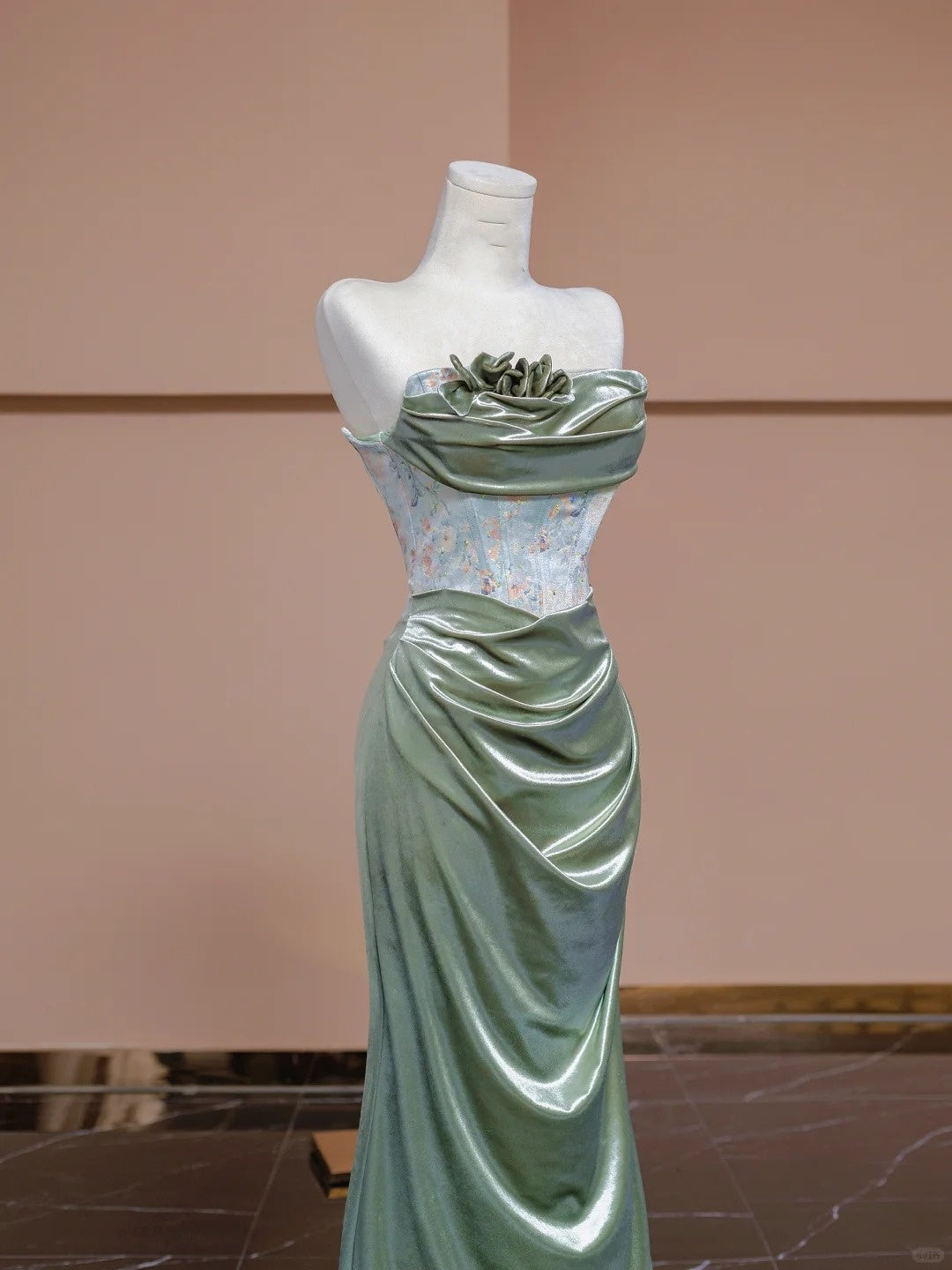 Green Fashion Elegant Floral Mermaid Slim Fit Long Floor Length Ball Gown Evening Gown Party Dress nv4189