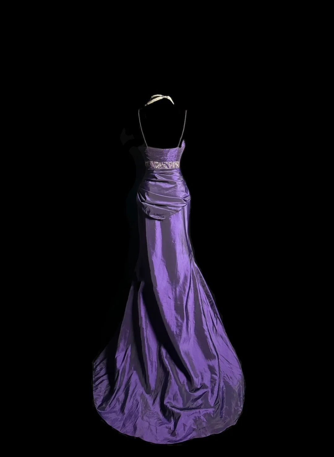 Purple Vintage Exquisite Gem Beads Fashion Elegant Spaghetti Straps Long Floor Length Satin Ball Gown Evening Gown Birthday Dress nv4140