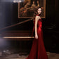 Red prom dress shiny elegant satin long evening gown graduation dress nv4226