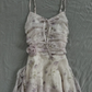 Light Purple Floral Spaghetti Strap Short Homecoming Dress V Neck Ruched 3D Flower Irregular Ruffle Hem Vintage Cocktail Gown  NV6918