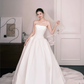 Strapless Draped Satin Wedding Gown, A Line Ballgown with Long Train  NV7356