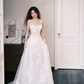 Off Shoulder Sheer Boned Lace Wedding Dress with Detachable Tulle Sleeves  NV7374