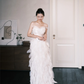 Off Shoulder Sheer Leaf Petal Tulle Bridal Gown, Boned Corset Wedding Dress  NV7362