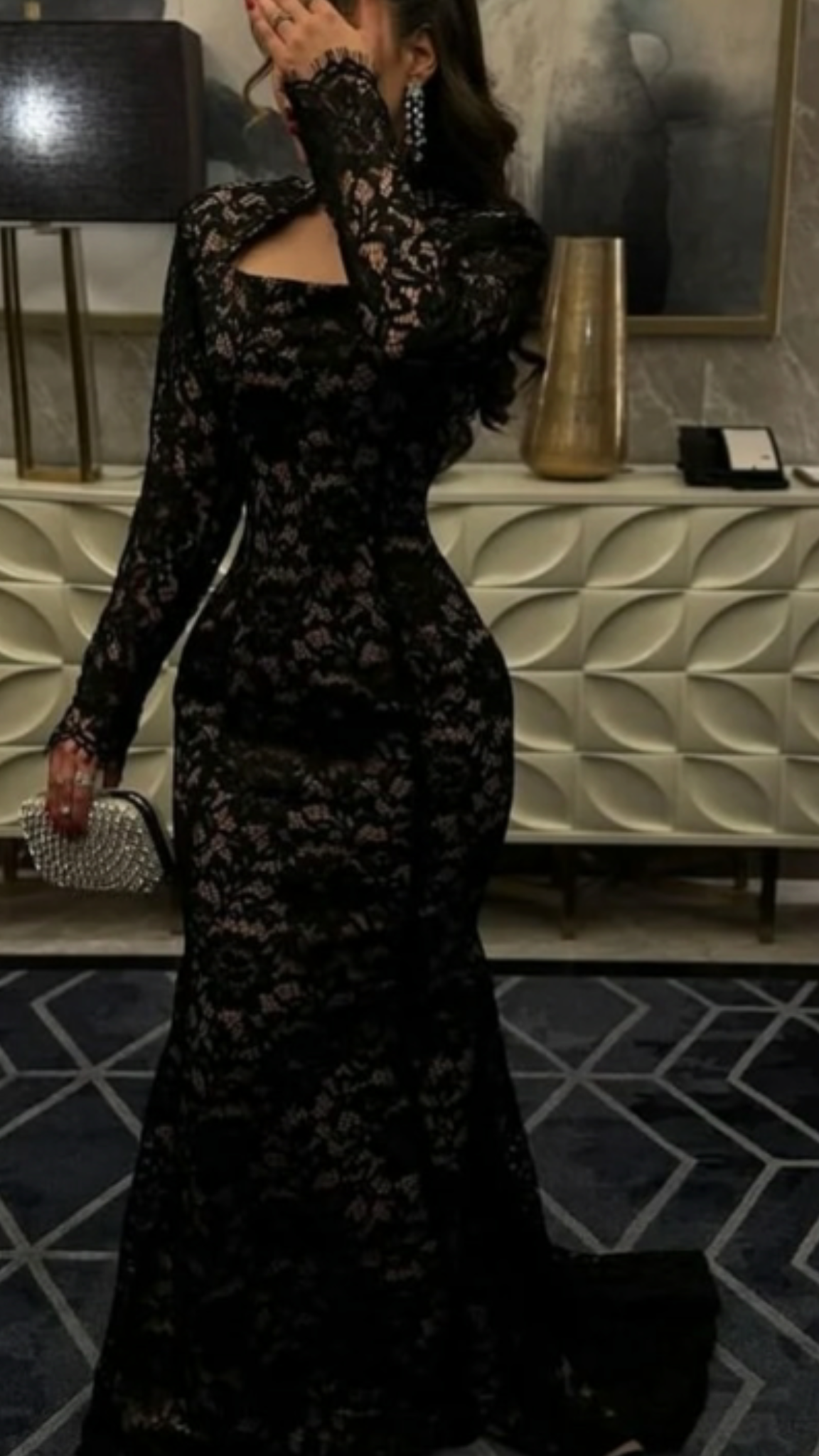 Robe longue sirène en dentelle à manches longues - Robe sexy et élégante NV6328