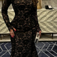 Robe longue sirène en dentelle à manches longues - Robe sexy et élégante NV6328