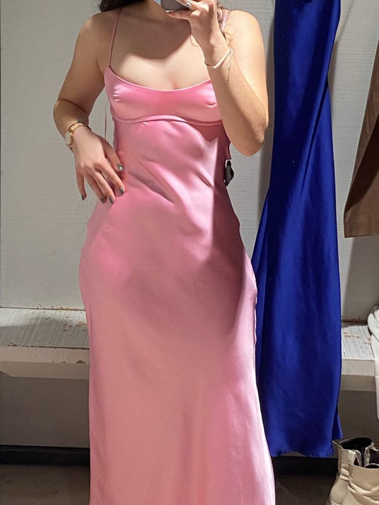 🌷Light Pink Elegant Beautiful Charming Long Satin Prom Dress Evening Dress Party Dress Prom Dress nv3993