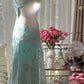 NiceVestidos - Robe de bal vintage, robe de soirée bleue élégante et raffinée, ornée de perles. NV5983