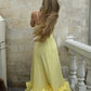 NiceVestidos--Light Yellow Spaghetti Strap Ruffled Hem French Elegant Midi Party dresses Evening Dress  NV5902