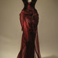 Burgundy Gorgeous Elegant Lace Beaded Long Tulle Mermaid Slim Ball Gown Evening Gown nv3874