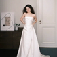 Strapless Twist Satin A-Line Wedding Dress with Side Slit & Pockets  NV7384