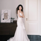 Strapless Ruched Tulle Mermaid Bridal Gown with 3D Flower & Train  NV7366