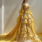 Yellow Ombre 2-Piece Fairy Gown with Cape Sleeve and 3D Floral Long Train  NV7486