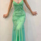 Green fashion exquisite floral beading spaghetti straps long elegant tulle ball gown evening dress party dress prom dress nv3752