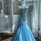 Robe de soirée longue et transparente ornée de délicates broderies féeriques NV6605