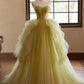 A-Line Sweetheart Neck Tulle Green Long Prom Dress, Green Long Formal Dress nv1871