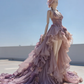 Lavender Purple High Neck Halter Fairy Gown with Cascading Ruffle & Long Train  NV7506