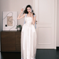 Square Neck Satin Midi Bridal Gown Bow Strap 3D Heart Wedding Dress  NV7200