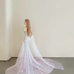 Ombre Pink Blue Sparkle Mermaid Prom Gown Off Shoulder Beaded Tulle Cape  NV7175
