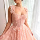 3D Butterfly Gown Rosette Corset Dress Cute A-Line Prom Dress nv1676
