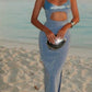 Blue Sparkling Sequin Long Prom Gown Party Dress nv5189