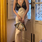 Beautiful Cream Stunning Black Lace Long Backless Satin Party Gown Evening Dress Accompanying Dress nv4106