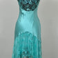 Turquoise Vintage Exquisite Beaded Lace Spaghetti Strap Long Prom Gown Evening Dress Party Dress nv3540