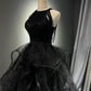 Robe de bal longue noire brillante NV6624