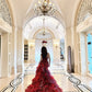 Robe de bal longue en mousseline rouge luxueuse et somptueuse, robe de princesse NV6727
