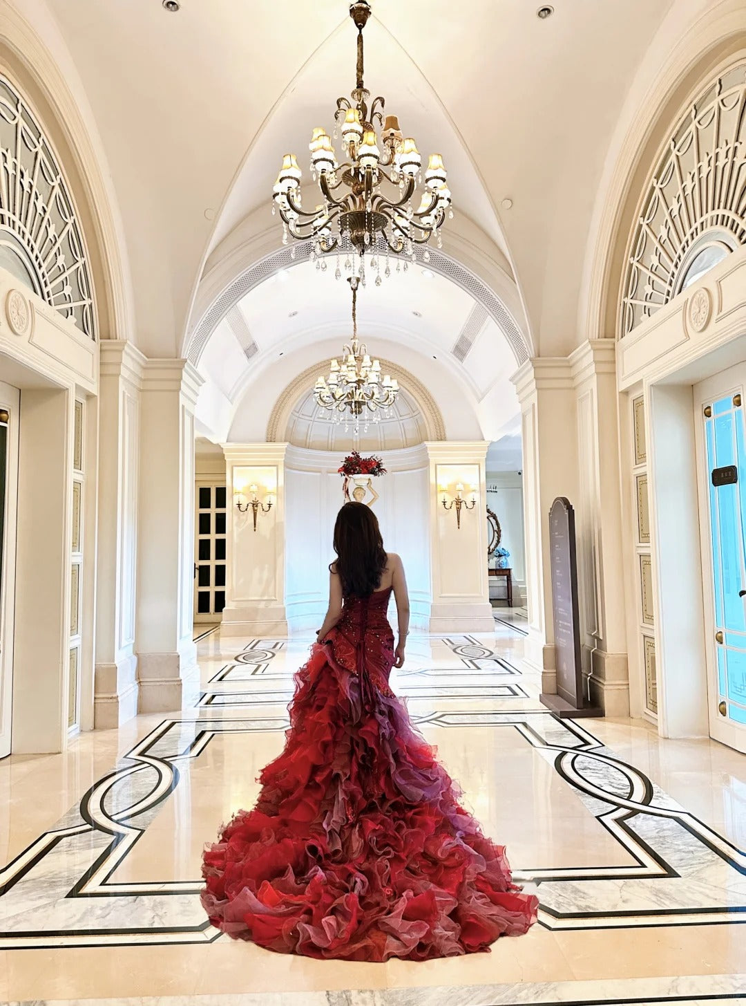 Robe de bal longue en mousseline rouge luxueuse et somptueuse, robe de princesse NV6727