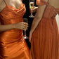 Orange Sexy Elegant Fashion Long Satin Party Dress Evening Gown Prom Dress nv4591