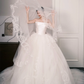 Strapless Draped Satin Tulle Wedding Dress with Rose Embroidery  NV7361