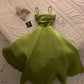 Green/Red/Purple/Blue Fashion Spaghetti Strap Midi Satin Homecoming Dress Birthday Party Dress nv3206