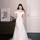 Off-the-Shoulder Lace Mermaid Wedding Gown, Floral Lace Fitted Bridal Dress  NV7306