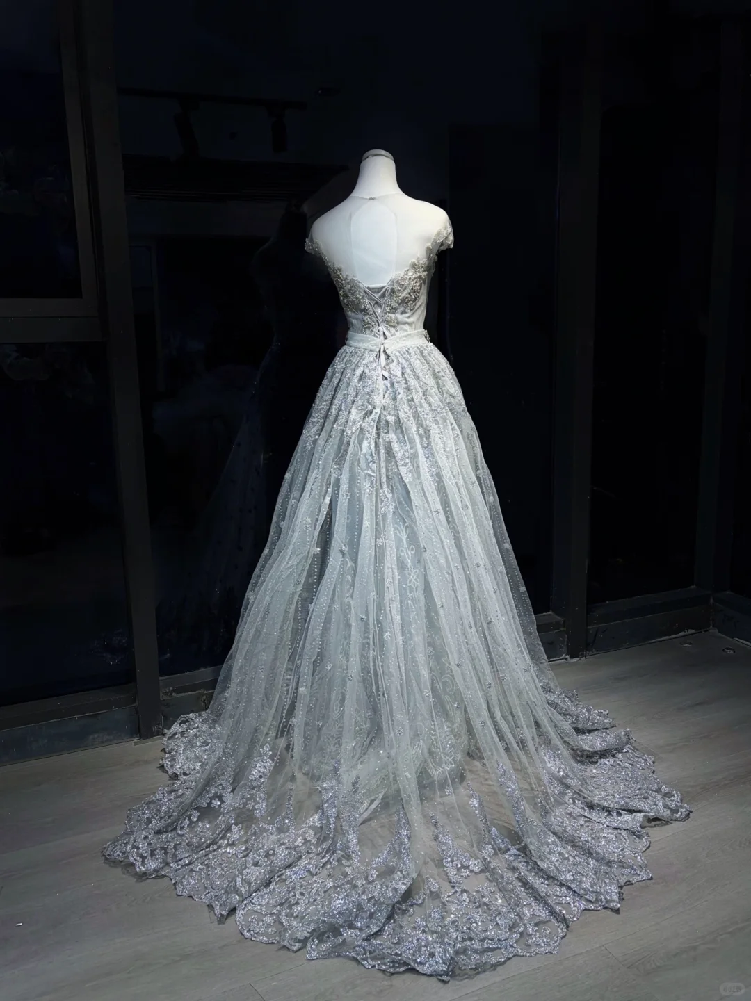 Off Shoulder Light Ice Blue Mermaid Evening Gown Beaded Lace Appliques Long Train Wedding Dress  NV7060