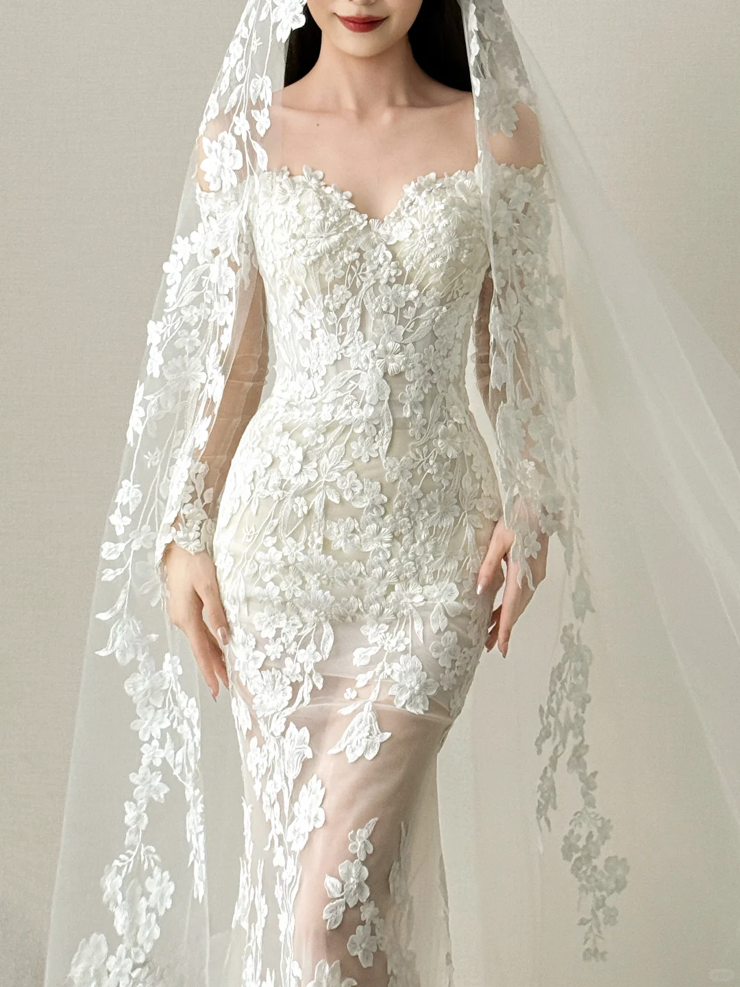 Sweetheart Off Shoulder Mermaid Wedding Dress 3D Floral Lace Bridal Gown  NV7128