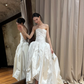 Ivory Strapless Twisted Draped Satin A-Line Wedding Gown  NV7194