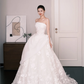 3D Floral Ball Gown Wedding Dress Strapless Satin Bridal Gown  NV7253