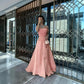 Strapless Simple Pink Satin Long Evening Dress Low Profile A-Line Ball Gown nv2774