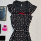 Black Floral Short Homecoming Dress Peter Pan Collar Flutter Sleeve Lace Hem Vintage Cocktail Gown  NV6927
