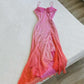 Pink Fashion Gradient Elegant Pleated Exquisite Beading Spaghetti Strap Long Chiffon Ball Gown Evening Dress Party Dress nv3663