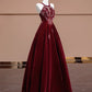 Red beaded long velvet floor-length ball gown evening dress nv5051