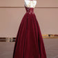Red beaded long velvet floor-length ball gown evening dress nv5051