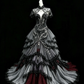 Gothic Black Grey Tiered Cake Prom Dress, Lace Capelet, Thorn Rhinestone & 3D Rose Evening Gown  NV7459