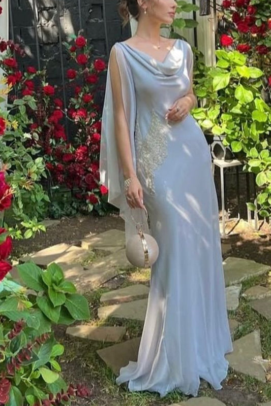 NiceVestidos--Chiffon Flowing Elegant Tulle Wedding Guest Party Dress Long Prom Dress Ball Gown NV5843
