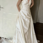 Ivory Strapless Twisted Knot Satin A-Line Wedding Gown  NV7189